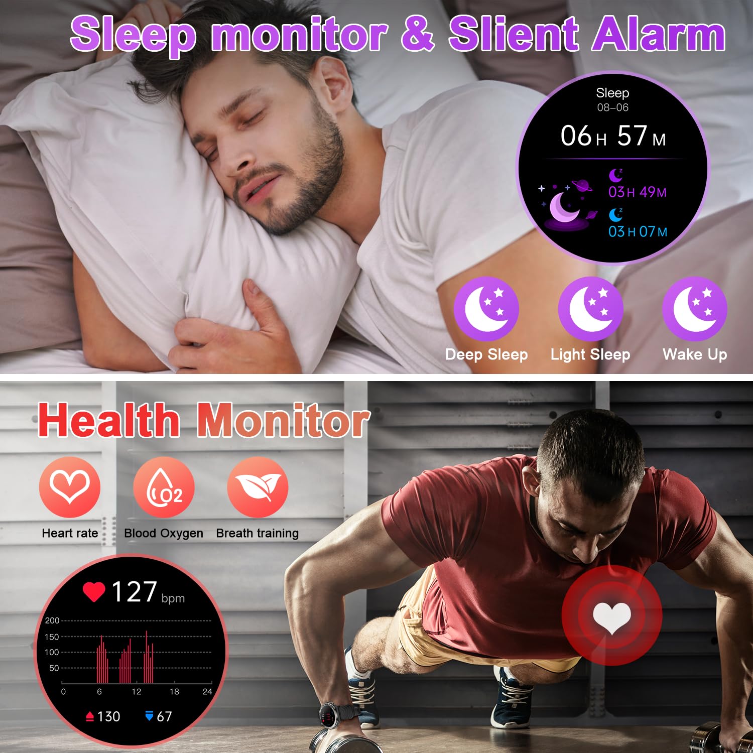 Smart Watch For Men Fitness Tracker: Military Smart Watches For Men Running Digital Mens Watches Make/Answer Call Waterproof Sma